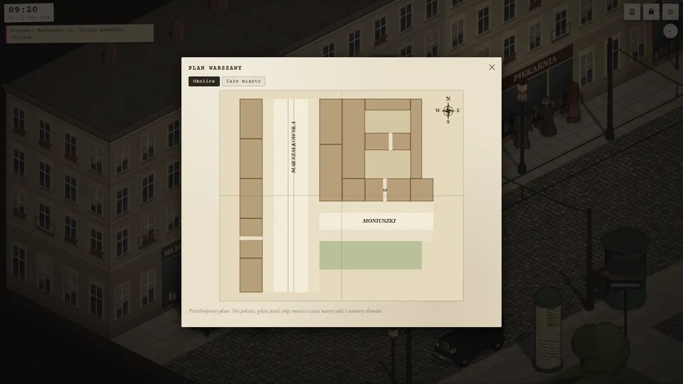 Przedwojenny plan Warszawy otwarty z torby